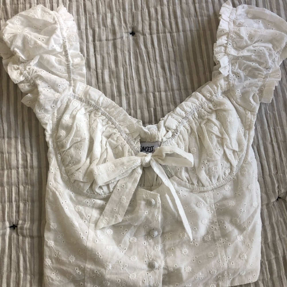 Princess Polly White Embroidered Elouise Top